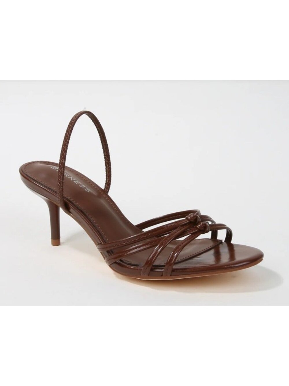 BERNESS Women's Brown Strappy Slingback Stiletto Heels READ Size 8.5 Knot Detail